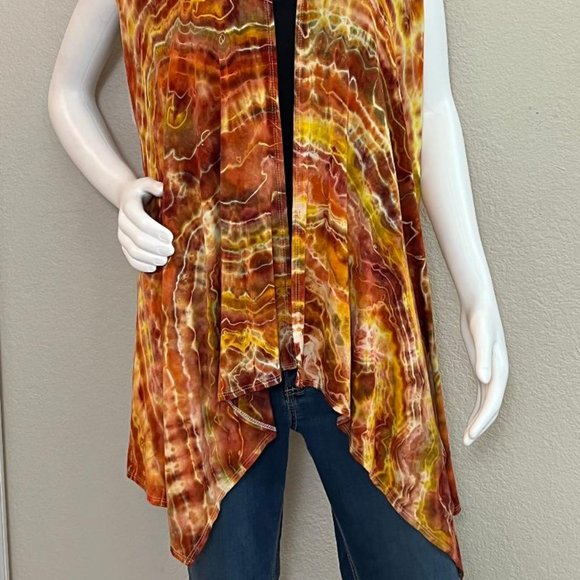 Hand dyed by me- Women's Tie Dye Asymmetrical Cardigan geode style - Picture 2 of 5